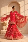 Rehal rose gold sequence sharara suit