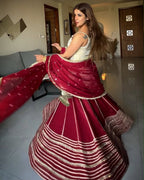 Riviya Ivory and Wine Kurta Lehenga Set