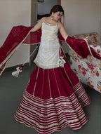 Riviya Ivory and Wine Kurta Lehenga Set