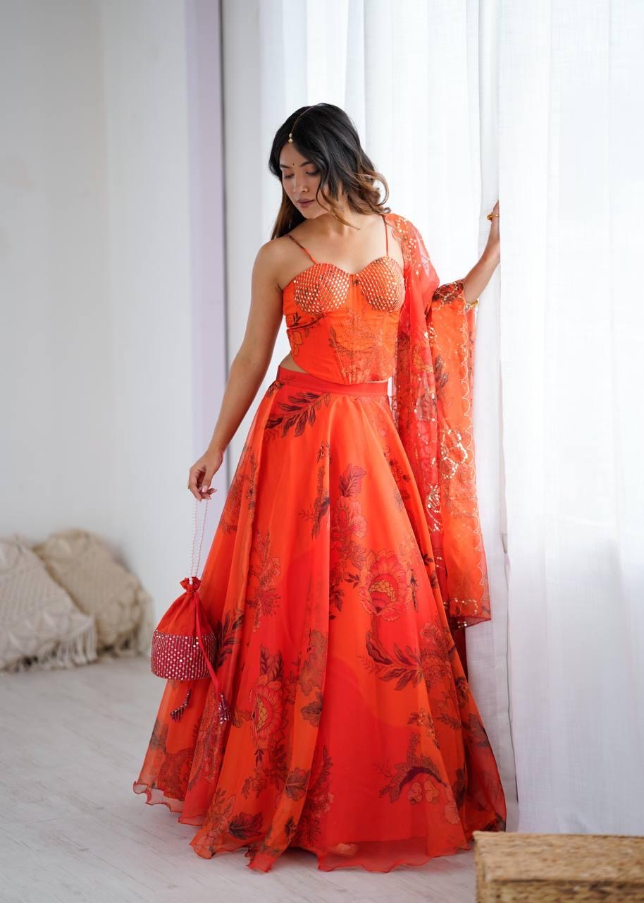 Ruvina Corset Embroidered Lehenga Set