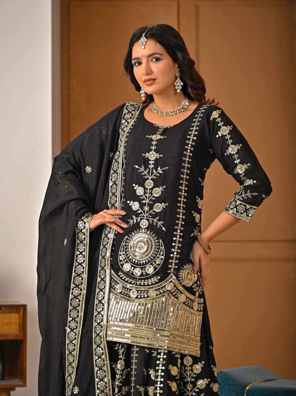 Siyah Noor Black Sharara Suit