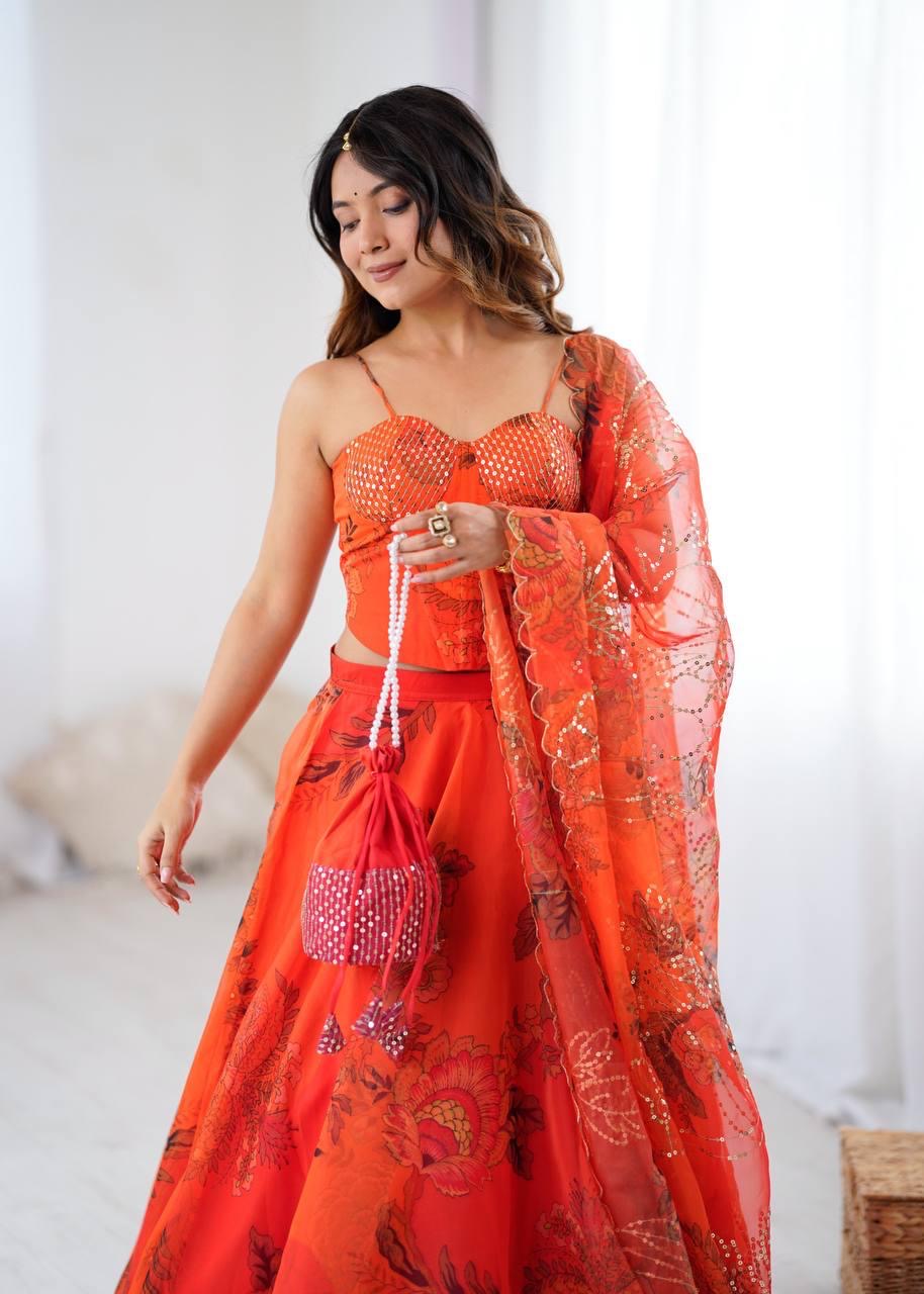 Ruvina Corset Embroidered Lehenga Set