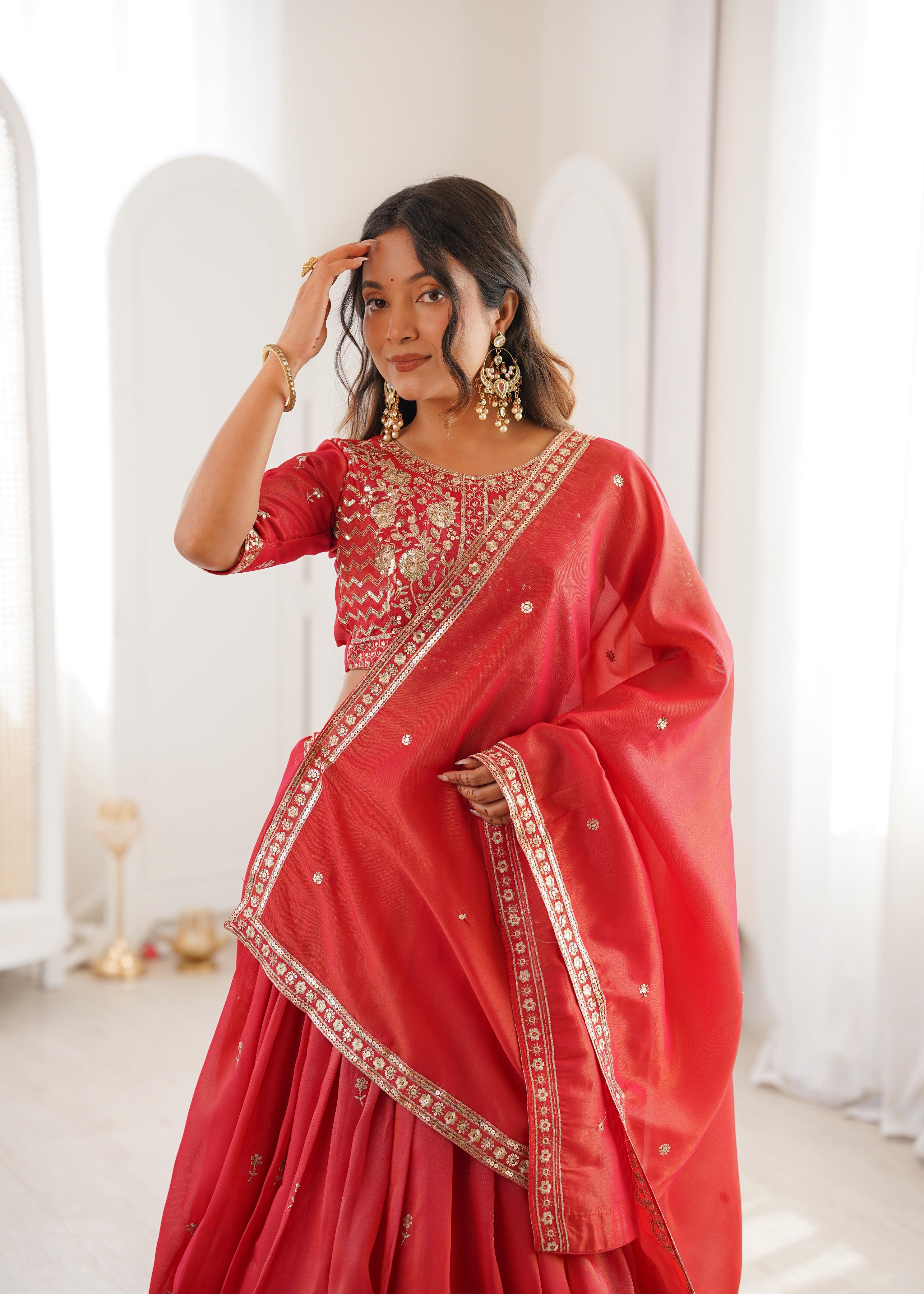 Tangerine Anar lehenga