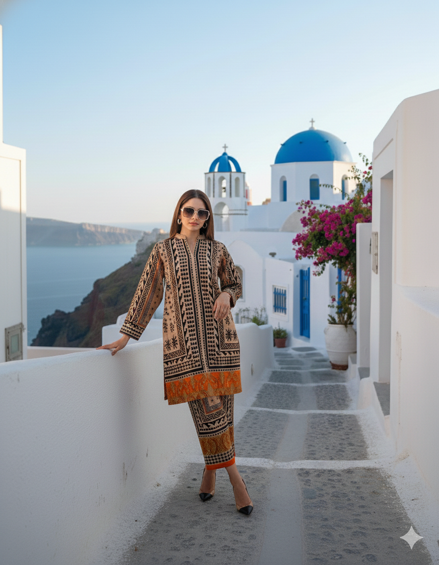 Santorini orange premium co-ord set