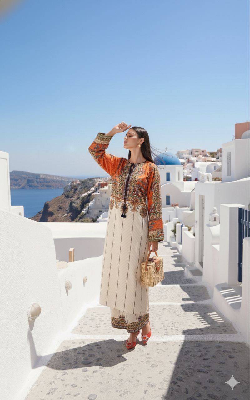 Santorini sunset premium co-ord set
