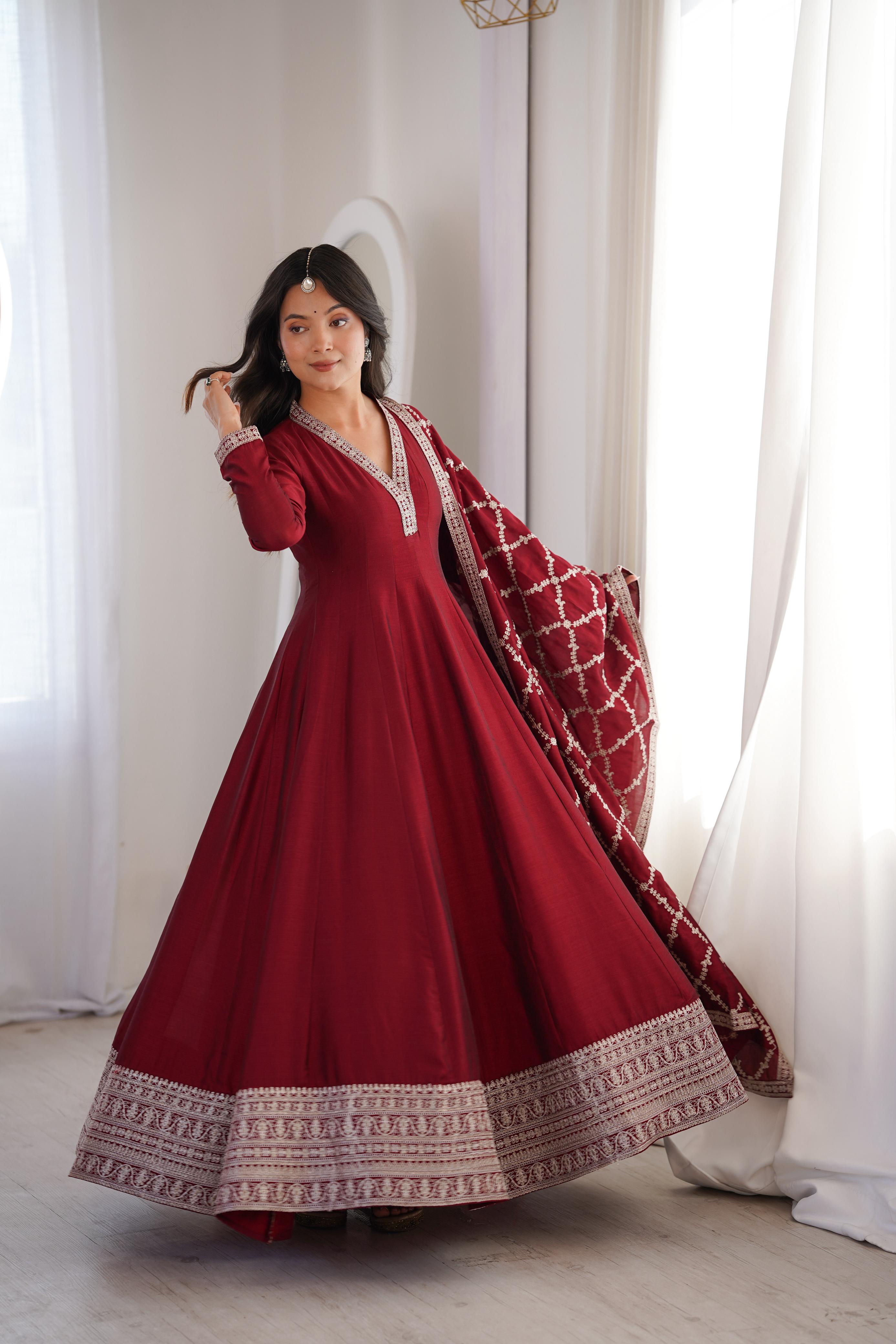 Sarin maroon anarkali