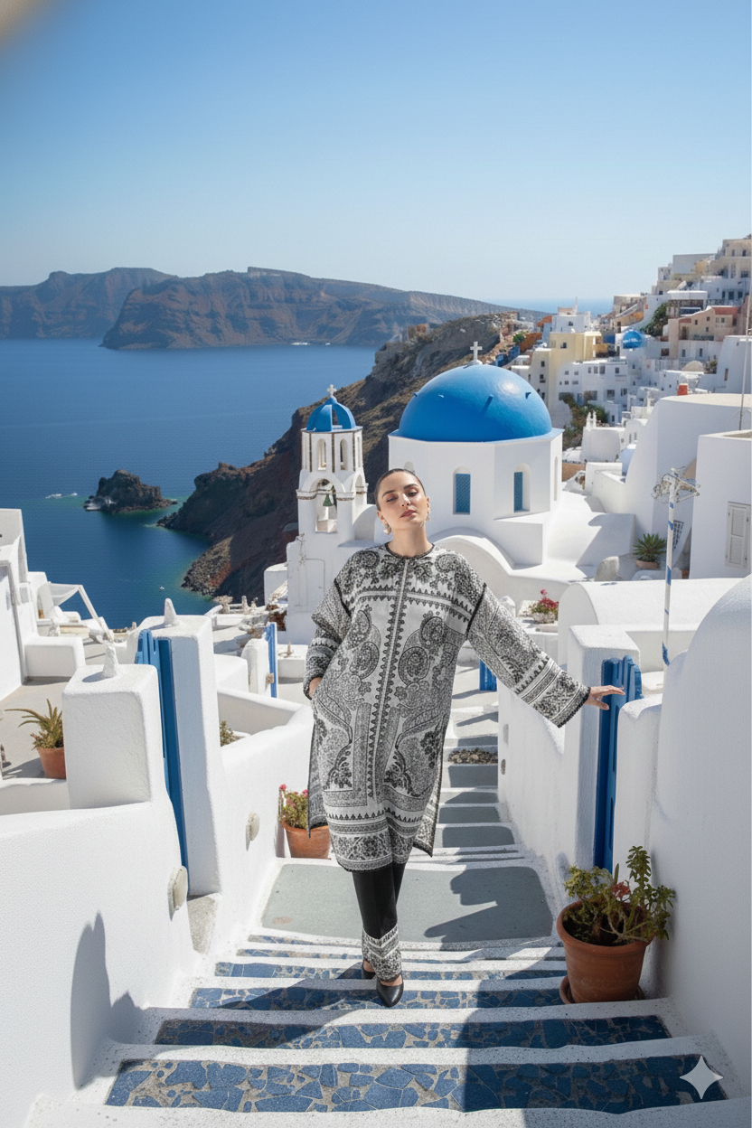 Santorini luxe monochrome premium co-ord set