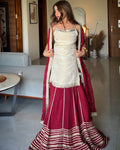 Riviya Ivory and Wine Kurta Lehenga Set