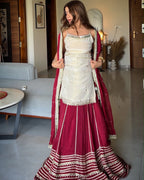 Riviya Ivory and Wine Kurta Lehenga Set