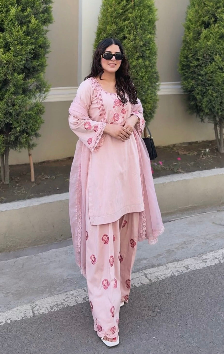 Gulnaar blush rose suit