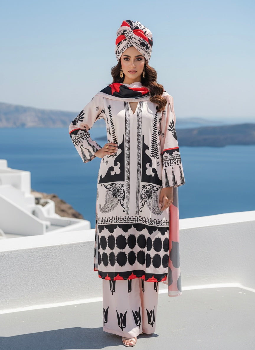Santorini Luxe Black White  Premium Co-ord Set
