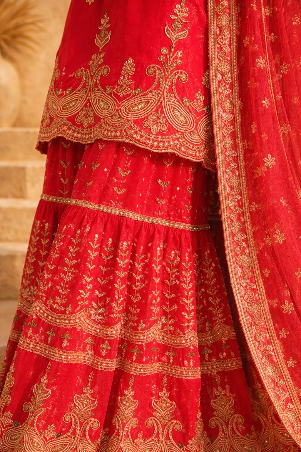 Rehal rose gold sequence sharara suit