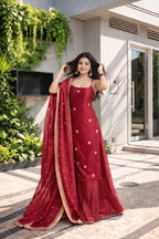 Aadira deep red sharara suit
