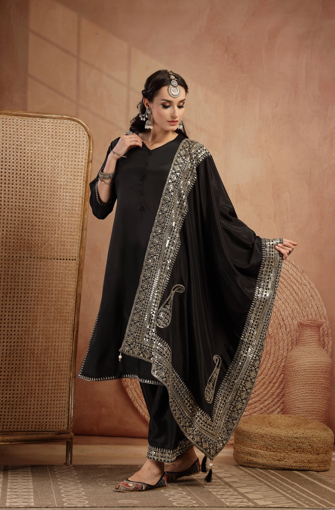 Tamanna Black Golden Suit