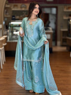 Vani Sea Blue Farshi Suit