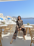 Santorini luxe midnight botanical print co-ord set