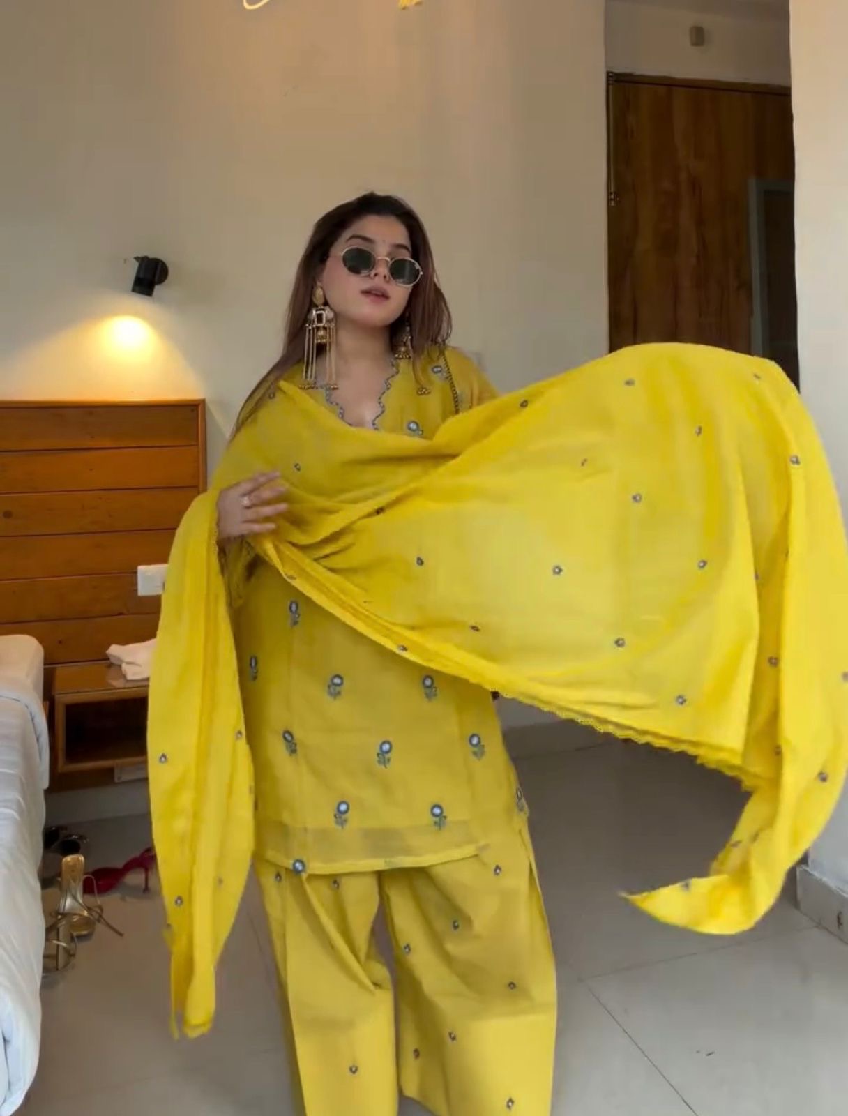 Riza Mustard Blossom Kurta Set