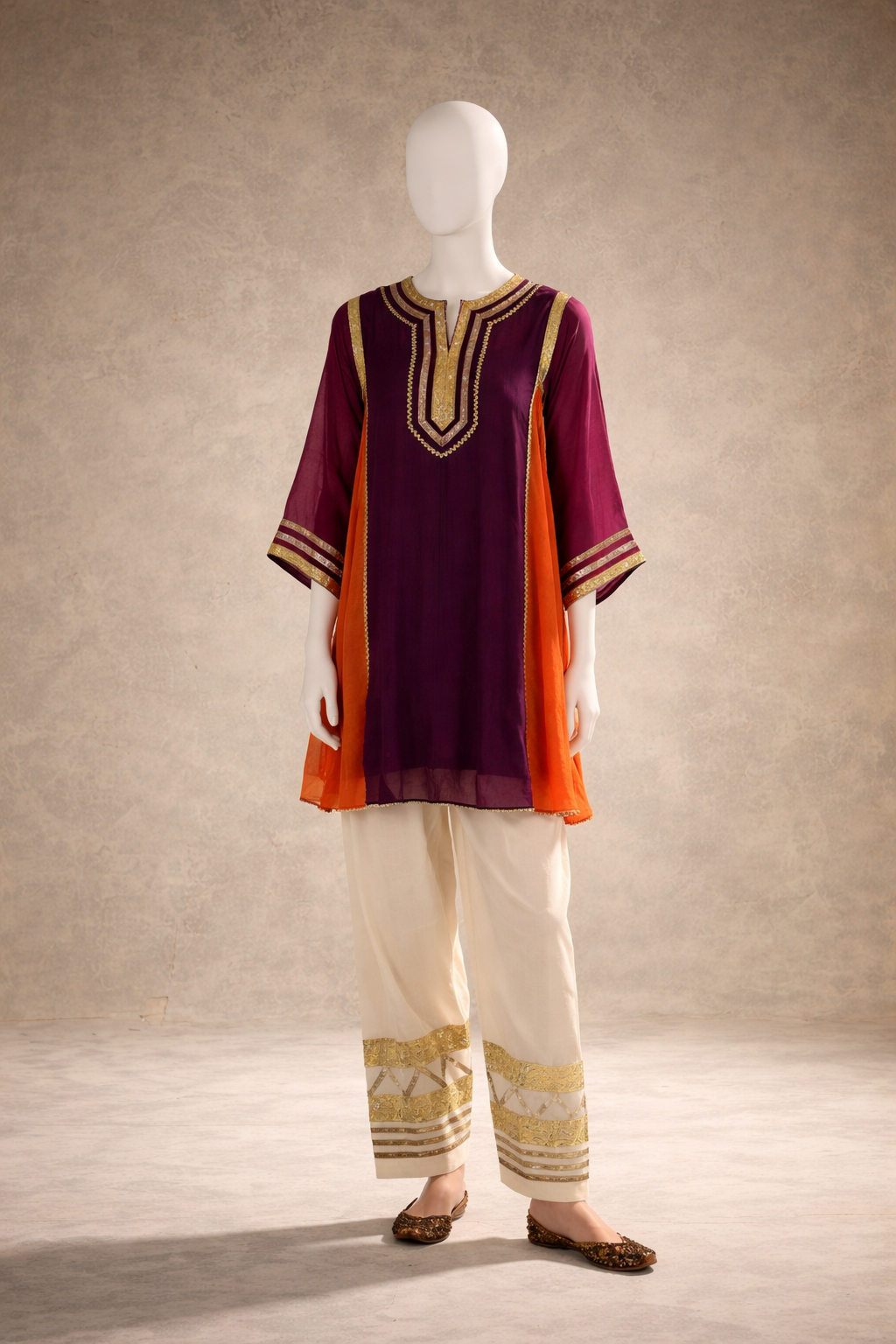 Zarqa maroon orange suit