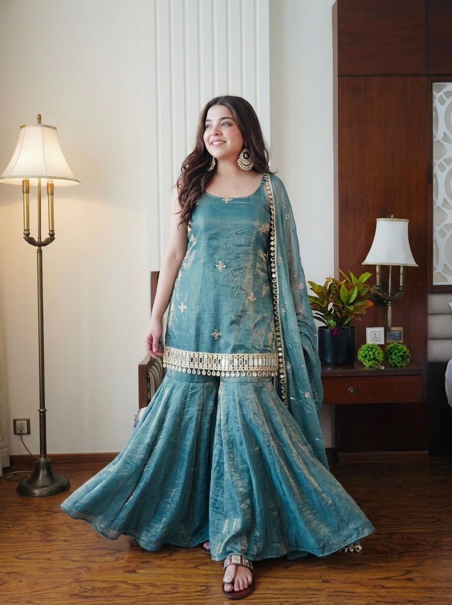 Rewati Mirror Work Sharara Suit