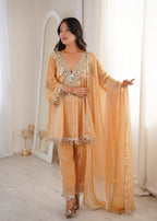 Zarmina Peach Flared Suit