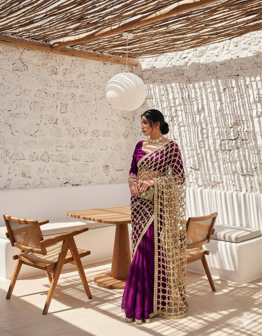 Samaira rich purple gold saree