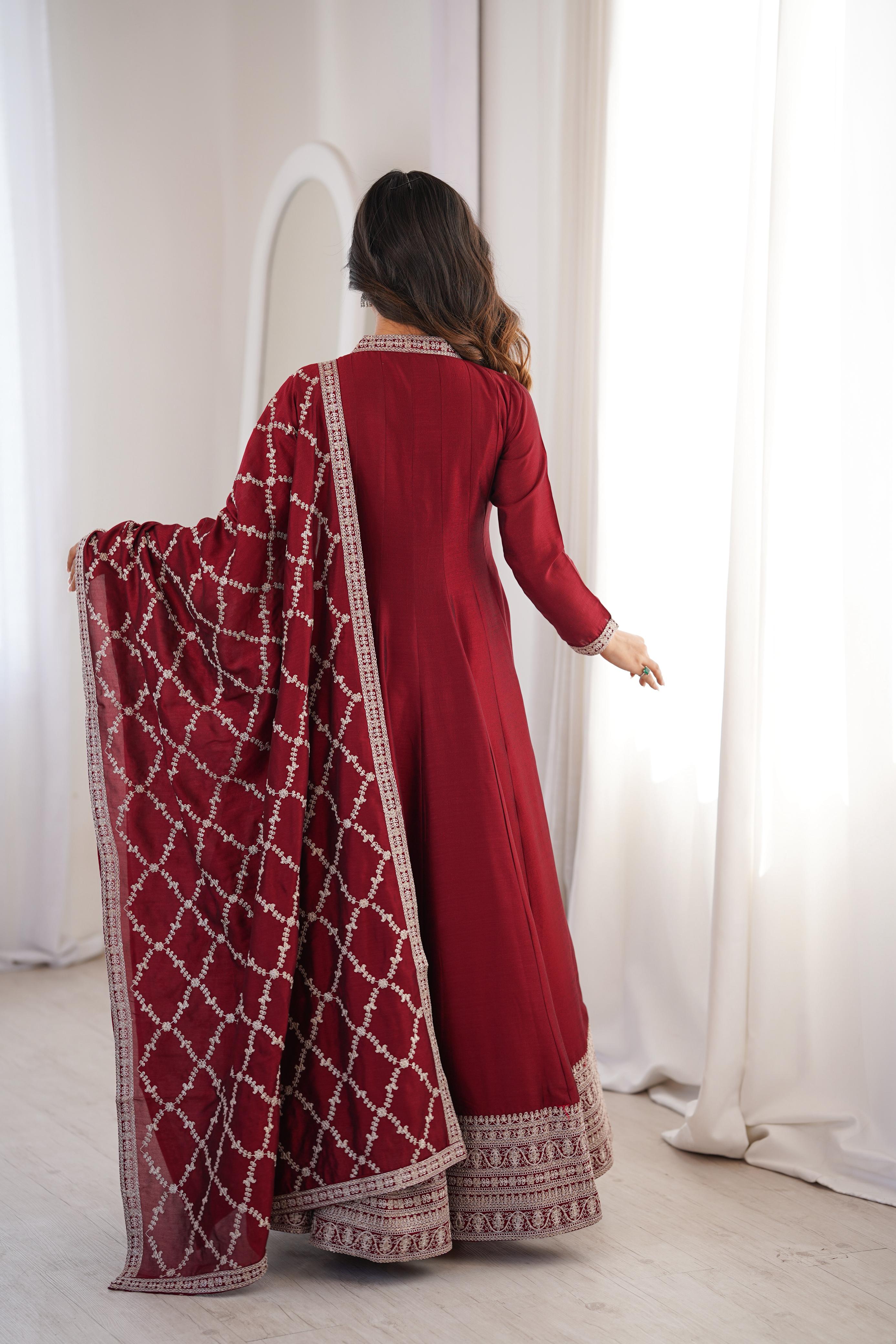 Sarin maroon anarkali