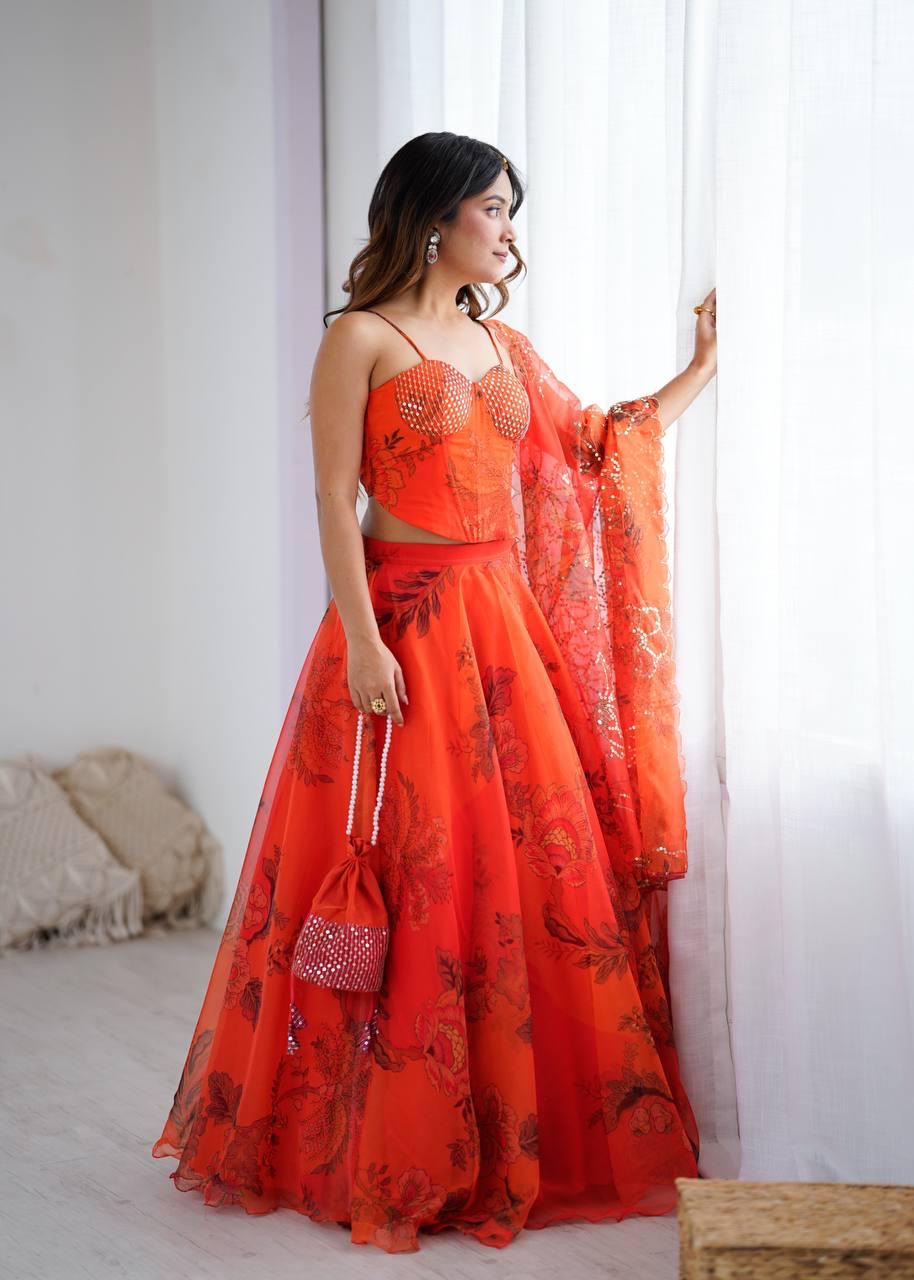 Ruvina Corset Embroidered Lehenga Set