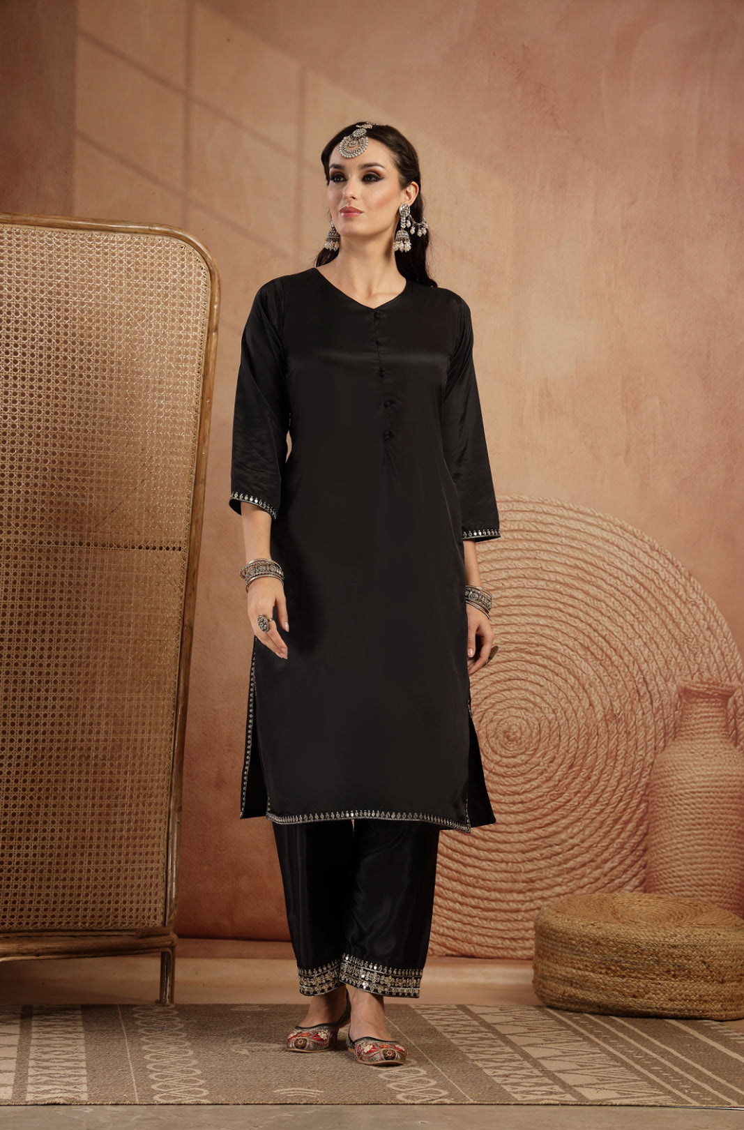 Tamanna Black Golden Suit