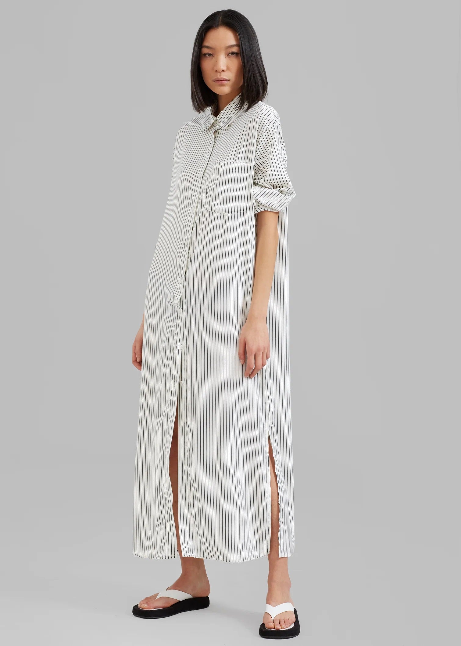 Risha Pinstripe Shirt Gown