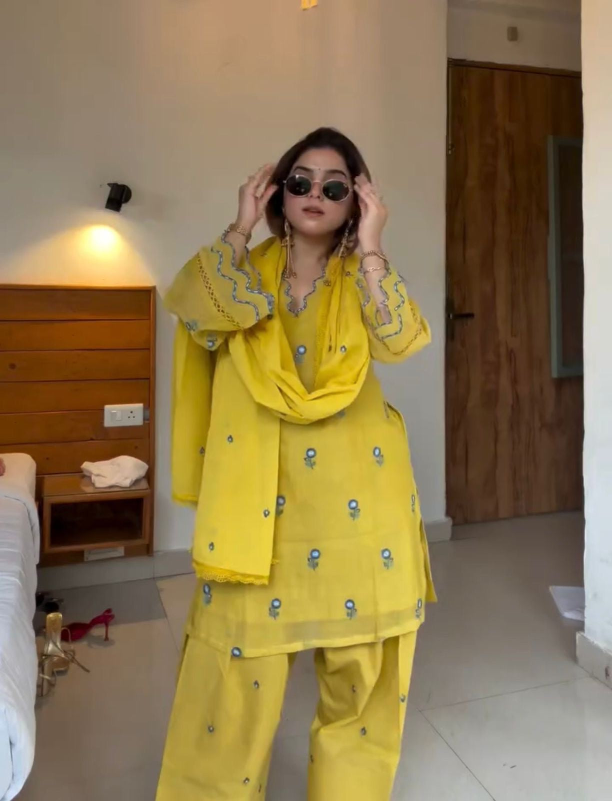 Riza Mustard Blossom Kurta Set