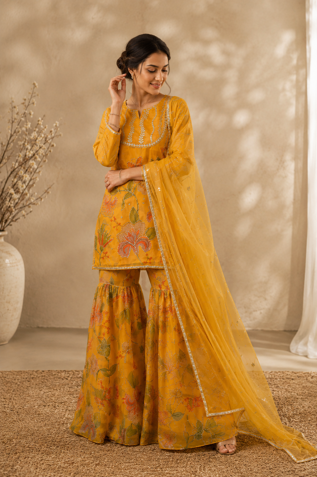Ravisha Mustard Gharara Suit