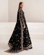 Midnight Black Rose Anarkali Set
