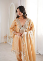 Zarmina Peach Flared Suit