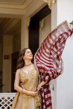 Samaria copper gold lehenga