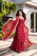 Aadira deep red sharara suit