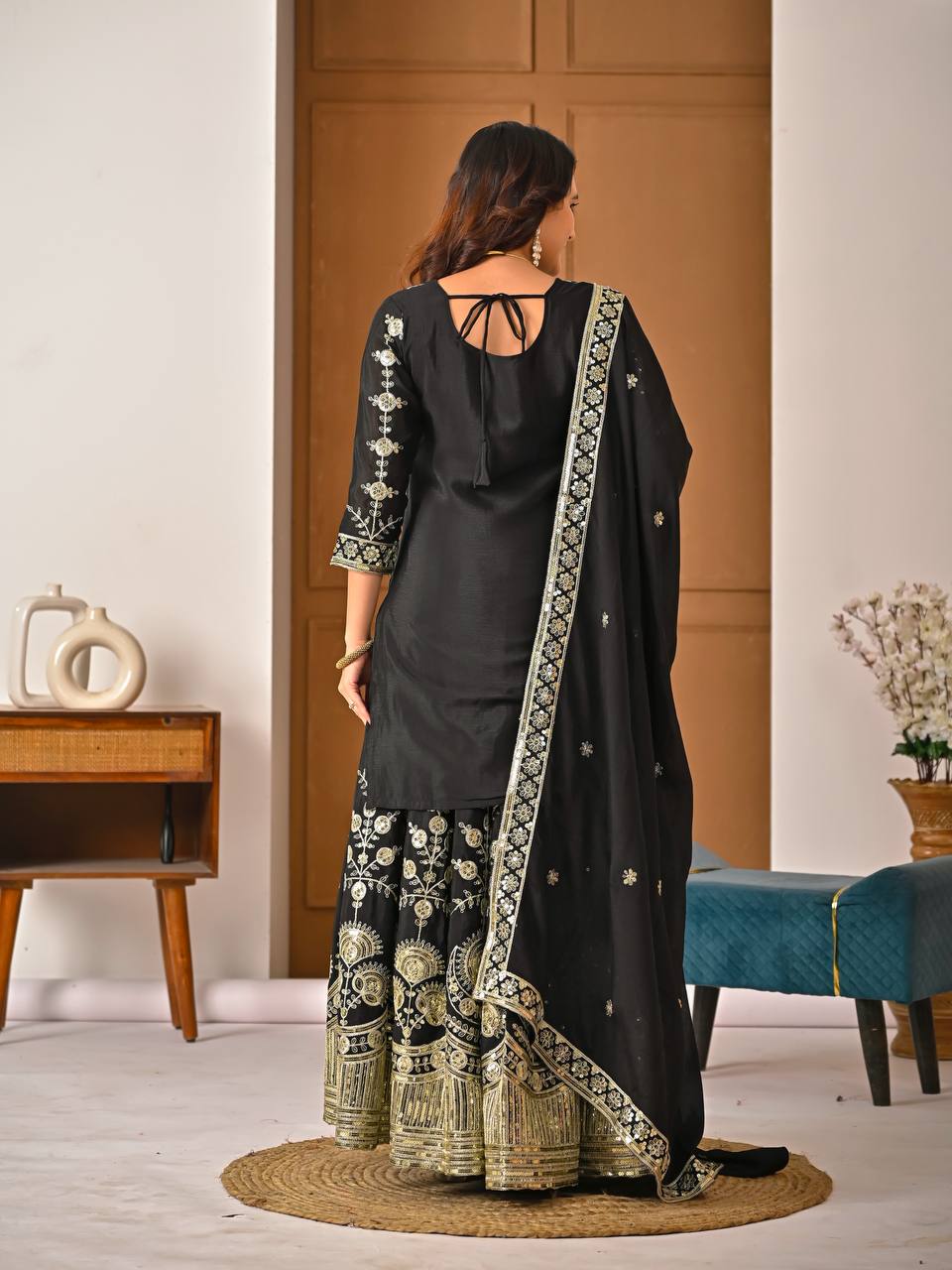 Siyah Noor Black Sharara Suit