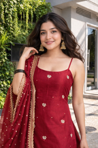 Aadira deep red sharara suit