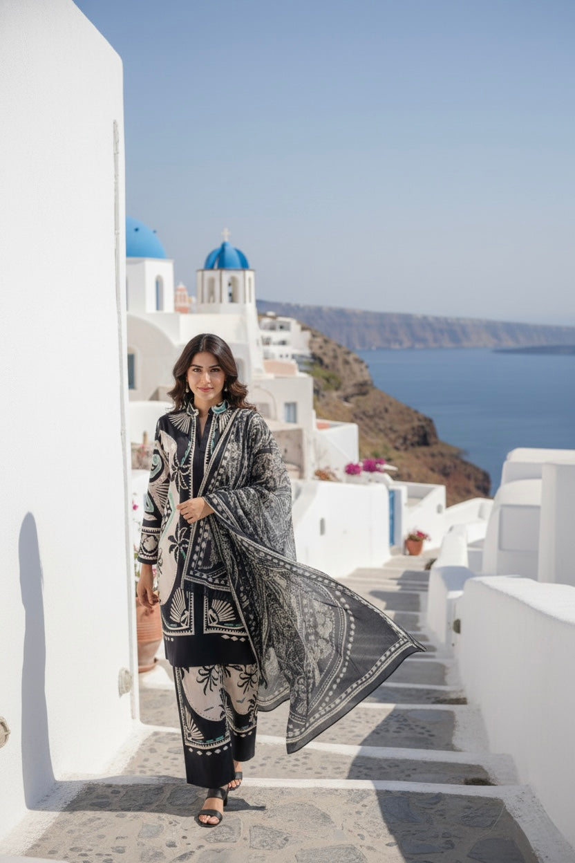 Santorini Luxe Black Panel Premium Co-ord Set