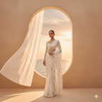 EOSS Ruhi Beige Statement Tulle Saree