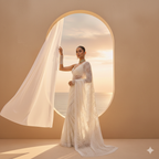 EOSS Ruhi Beige Statement Tulle Saree
