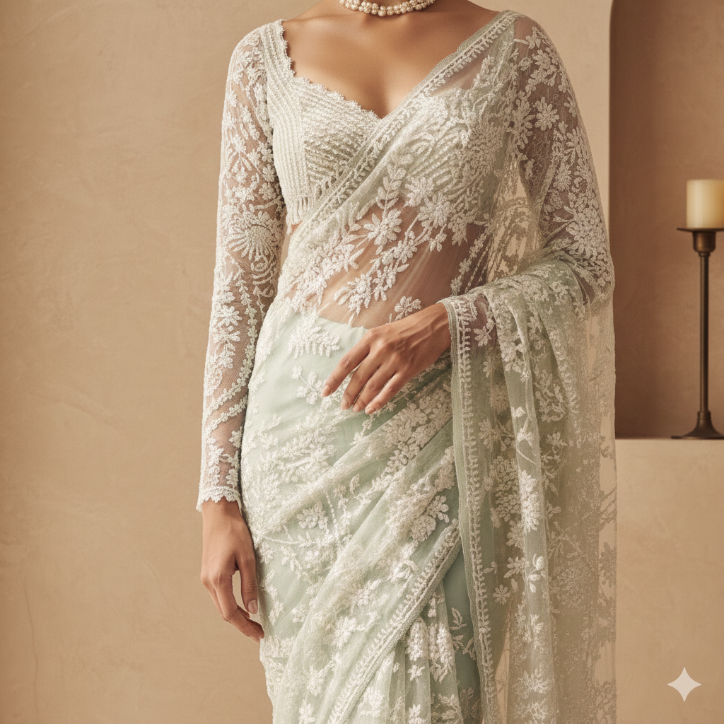 Waheeda Statement Tulle Saree