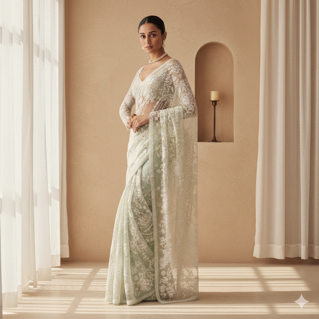 Waheeda Statement Tulle Saree