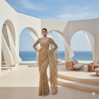 Kiara Golden Tulle Saree