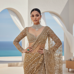 Kiara Golden Tulle Saree