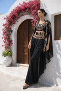 Tapsee Black Dhoti Cape Set