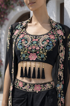Tapsee Black Dhoti Cape Set