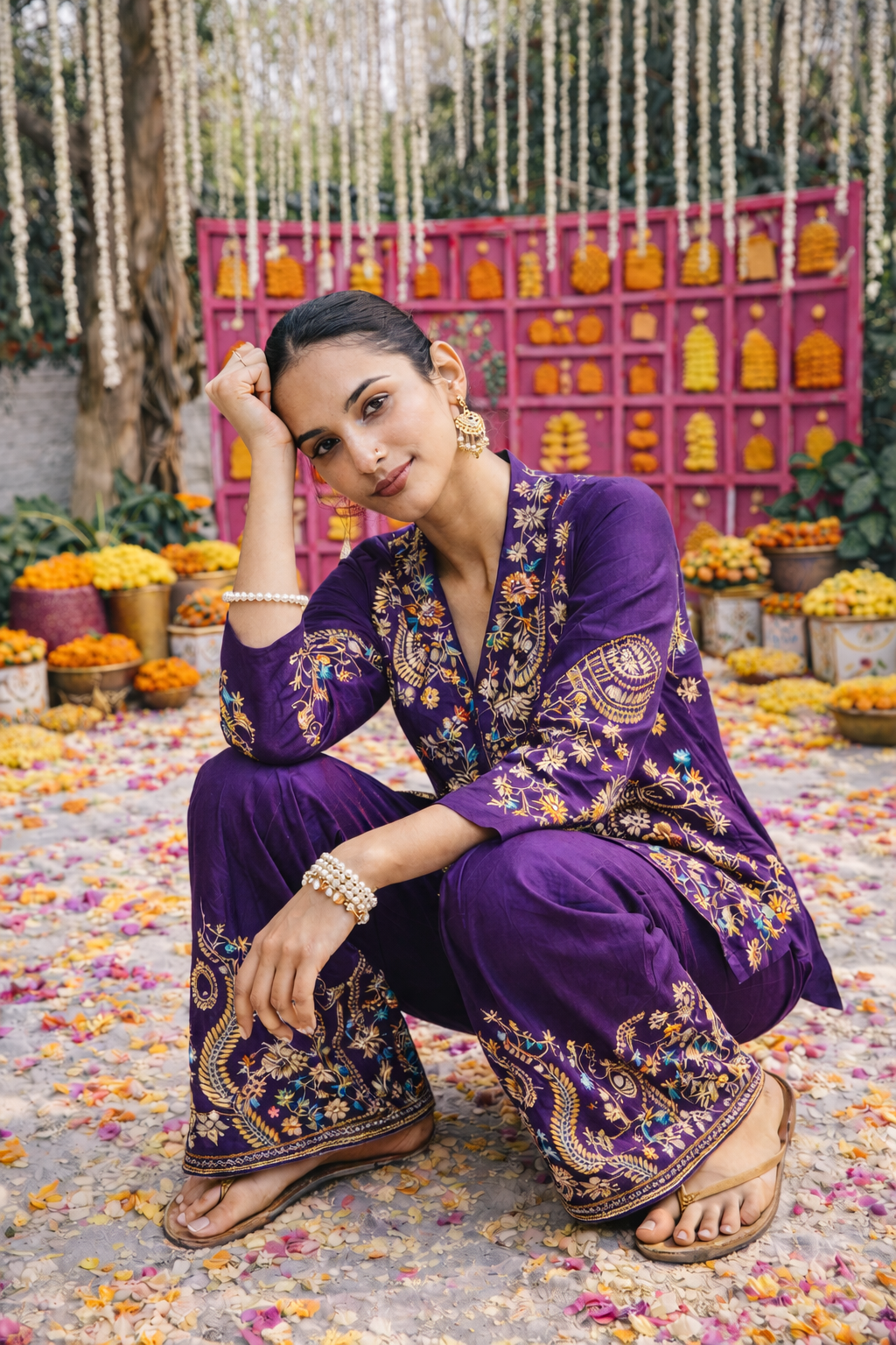 Sonakshi Three piece Purple Indowestern Set
