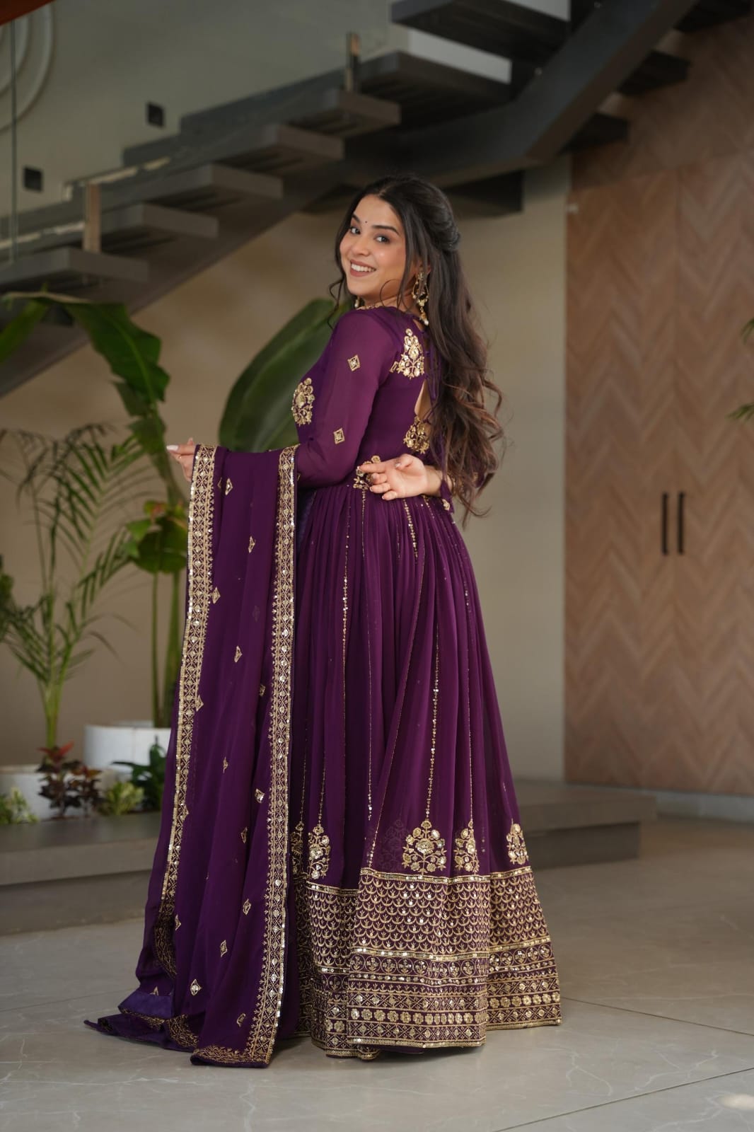 Bhumika rich purple anarkali suit set