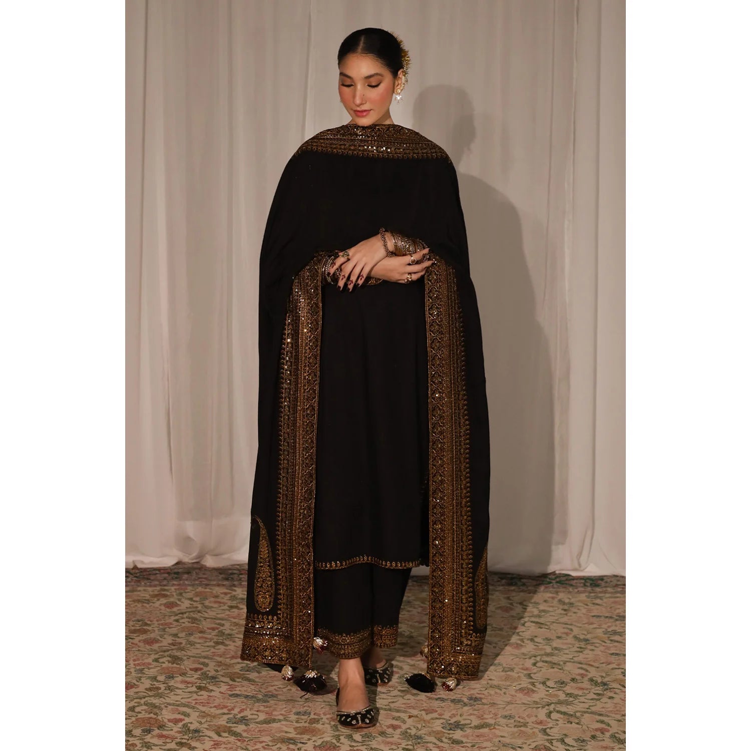 Tamanna Black Golden Suit