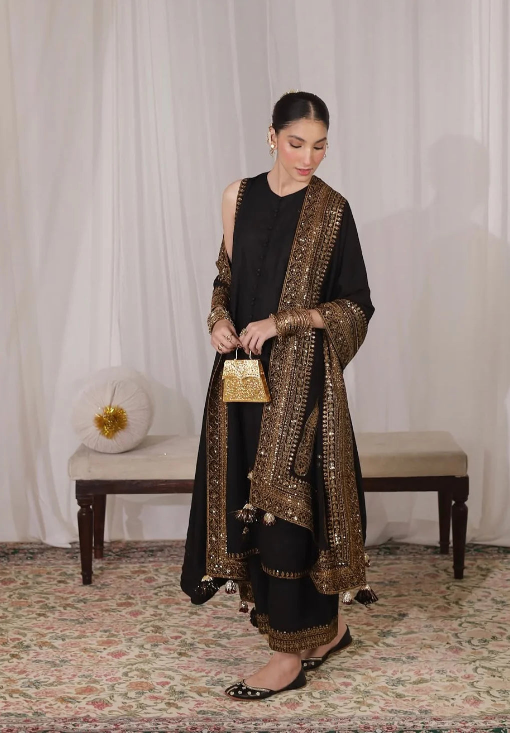 Tamanna Black Golden Suit